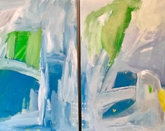 Original Abstract Art diptych, modern art, home decor