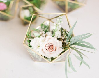 Wedding Centerpiece - Geometric Glass Terrarium - Medium Icosahedron - Home Decor - Medium Terrarium - Gold Terrarium