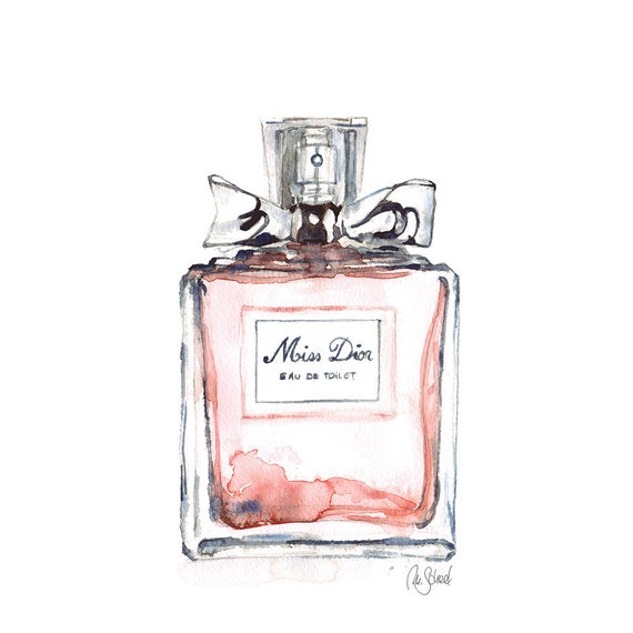 Items similar to Miss Dior perfume print A5, Watercolor Miss Dior ...