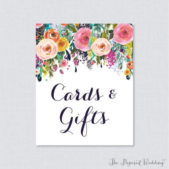 Printable Gifts and Cards Sign Floral Gifts/Cards Sign for