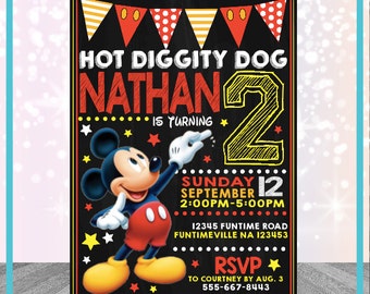 Mickey Mouse Invitation Personalized Digital File 24hour Turn Around