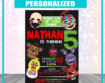 Five Nights at Freddy's Invitation Personalized Digital File 24hour Turn Around
