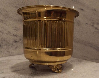 Vintage footed brass planter