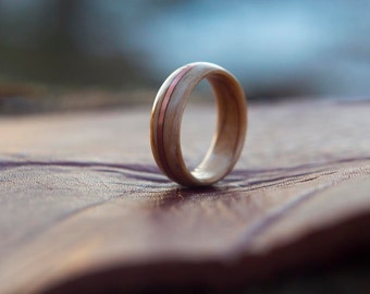 Maple Burl with Copper Wire wooden ring, Wooden wedding band, Unisex wooden ring, wedding rings // Crafted with pride and quality in Canada