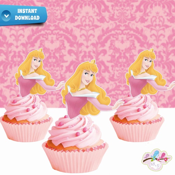 Aurora Cupcake Toppers Sleeping Beauty Birthday Party