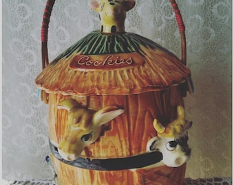 Mid Century Noah's Ark Novelty Biscuit Canister Kitsch Cookie Jar 50s/60s Kitchen China