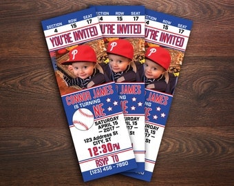 Baseball Birthday Invitation, Baseball Ticket Invitation, Let's Play Ball, Batter Up, Baseball Theme Birthday, Custom Birthday Invitation