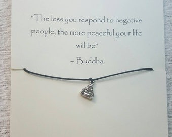 Buddha bracelet, wax cord bracelet, gifts for him, gifts for her, teen gifts, birthday gifts, friendship bracelet, adjustable bracelet