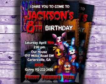 Five Nights at Freddy's Invitation-5 nights at Freddy's Party Printables-Five Nights at Freddy's Birthday Invitation-FNAF invitation-Digital
