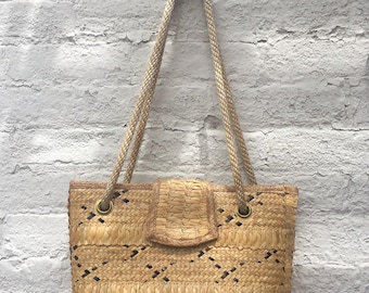 Vintage Woven Bag with Rope Straps