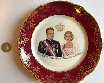 Prince Rainier, Princess Grace of Monaco Limoges porcelain plate
