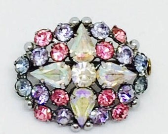 Vintage aurora borealis rhinestone brooch