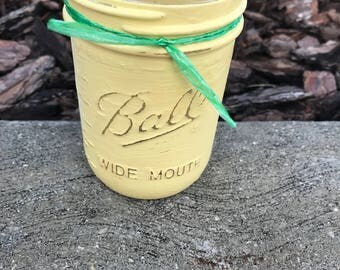Pint Size Hand Painted with Chalk Paint Ball Mason Jars