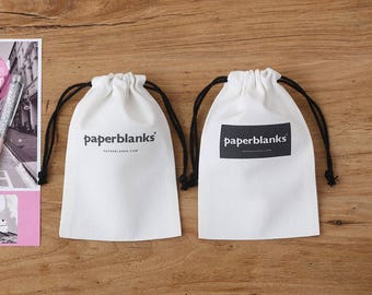 Custom white bag cotton canvas drawstring pouch personalized LOGO printed gift packaging cosmetic bag jewelry packaging bag 12-Pack