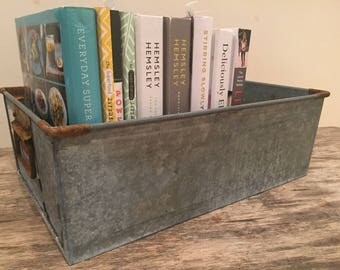 Vintage Industrial Metal Storage Tray Planter
