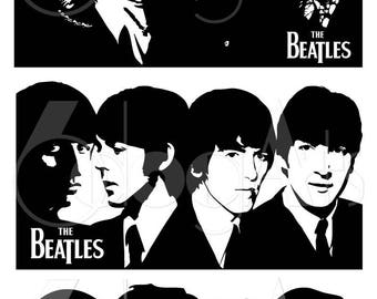 The Beatles Portraits Digital Cut Files Svg Dfx Eps Png - Silhouette SCAL Cricut Vector Printable Download Paper Vinyl Die Cutting JB-653