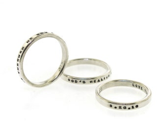 Personalized Ring, Custom Made Handstamped Ring, aka Smooth Like Butter Posey Rings, sterling silver ring