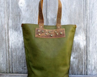 Rustic Modern Bucket Bag Purse with Dome Studs by Stacy Leigh