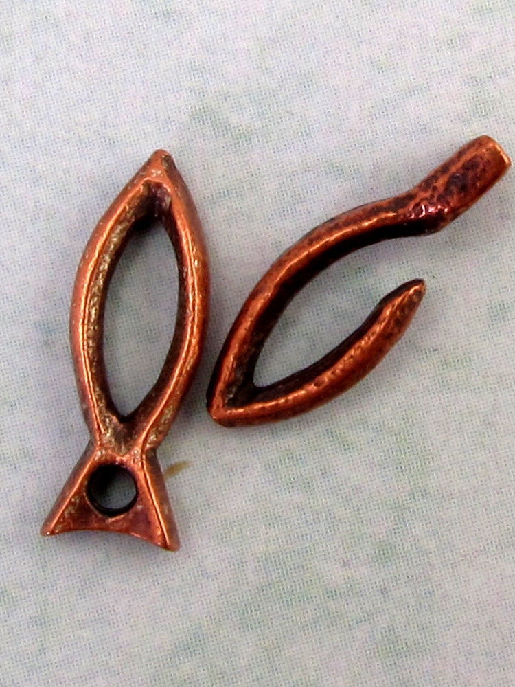 Mykonos Greek Fish Hook & Eye Clasp Bronze 2Sets M124