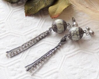 Sale.......One of a Kind Sterling Silver, Bone, Crystal and Mixed Metal Earrings