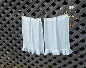 Linen Café Curtains White Gauze Linen Curtains Custom Sizes Fabrics Window Treatment Ruffled Curtains French Country Cottage Chic Prairie