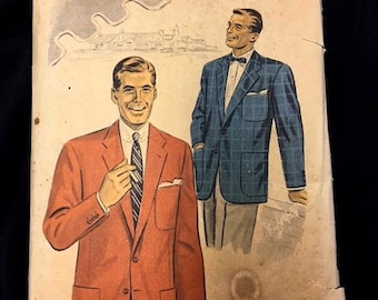 Vintage 1950s Men's Suit Sport Jacket Pattern . Advance Sewing Pattern No. 6817 . 50s UnPrinted Pattern Complete with Instructions Chest 40