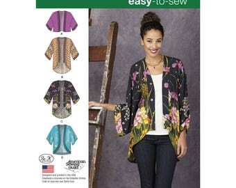Woman’s Kimono Jacket, Simplicity 1318 Misses' Kimonos with Length and Trim Variations- Easy to Sew Sewing pattern XSS-XXL new uncut