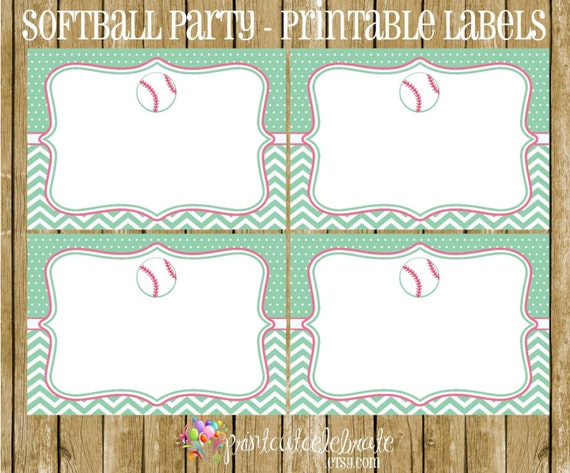 Softball Party Softball PRINTABLE Labels by The Birthday