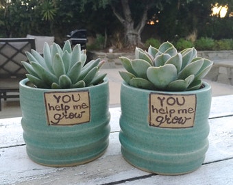 Ceramic Planter, Flower Pot, Stoneware Planter, Personalized Planter, Teacher Gift, Stoneware Flower Pot, jclaypottery, Handmade Pottery