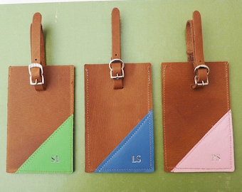 Tan leather luggage tag personalized, custom luggage tag, personalised luggage tag, luggage tag, leather luggage tag, wedding, anniversary