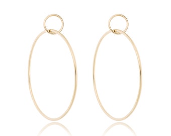 Solid 14K Gold Earrings, Double Hoop Earrings, 14K Gold Hoops, 14K Gold Post Earrings, gift for her, made to order in 3-5 days