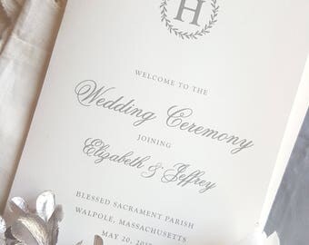 Folded Wedding Programs LAUREL Wreath COLLECTION | wedding programs | ceremony program | programs - Printable - Style P108 -