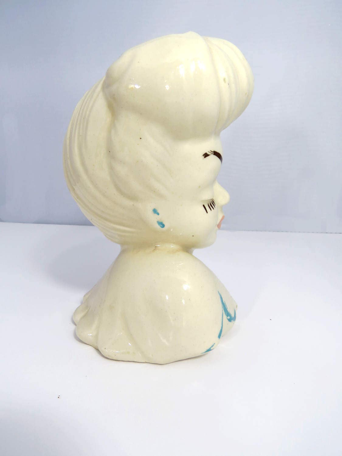 Vintage Glamour Girl Lady Head Vase 1950s Ceramic Woman
