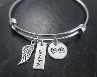 Pet Memorial Jewelry / Charm Bracelet / Wire Bangle / Pet Memorial Bracelet / Loss of Pet / Wire Bangle