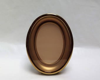 Vintage Small Brass Oval Picture Frame with Easel Back Curiosity Display Frame