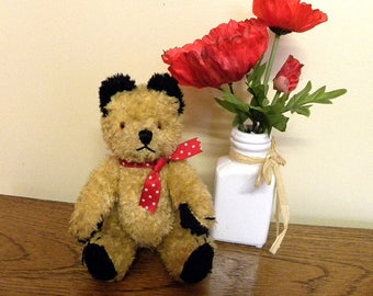 Vintage Sooty Bear - 9" Cotton Plush Teddy - 1950's Sooty