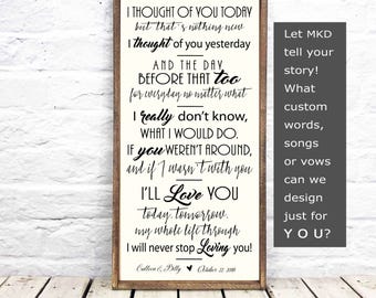 song lyric wall art, song lyric art, Personalized Wedding Gift, wedding song lyric art, Wedding Anniversary Gift, song lyrics, Wood Sign