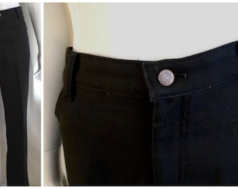 Vintage Pants 1970's Men's Pants Black Lees Polyester Pants Styled Like Jeans 40 x 33