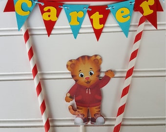 Daniel the Tiger Cake Topper, Daniel the Tiger Party decorations. Daniel Tiger Birthday. First Birthday. 1st Birthday. Cake topper. Bunting