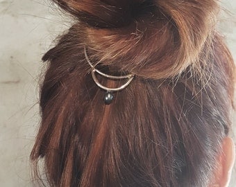 Hair Bun Jewelry, Pearl Hair Cuff, Boho Hair Accessories, Metal Bun Ring, Hair Jewelry, Bridal Bun Holder, Bun Pin, Bun Cuff, Gift for Her