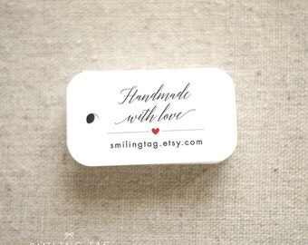 Handmade with Love Personalized Gift Tags - Wedding Favor Tags - Etsy Product Tags - Etsy Shop Labels- Shop Tag- Set of 40 (Item code: J663)
