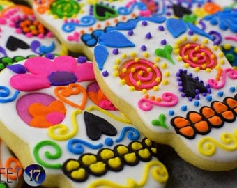 Day of the Dead Skull Sugar Cookies (Set of Six)