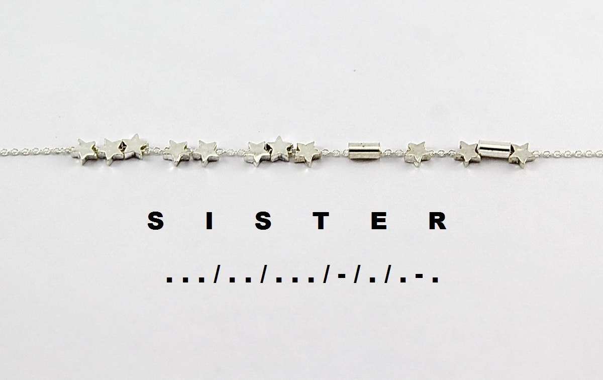Sister Morse Code Star Necklace