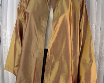 Vintage 90's women's custom sewn copper colored silk blouse jacket L
