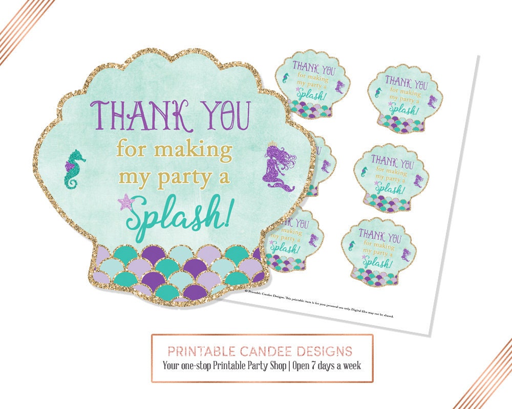 mermaid favor tags under the sea gift tags mermaid party