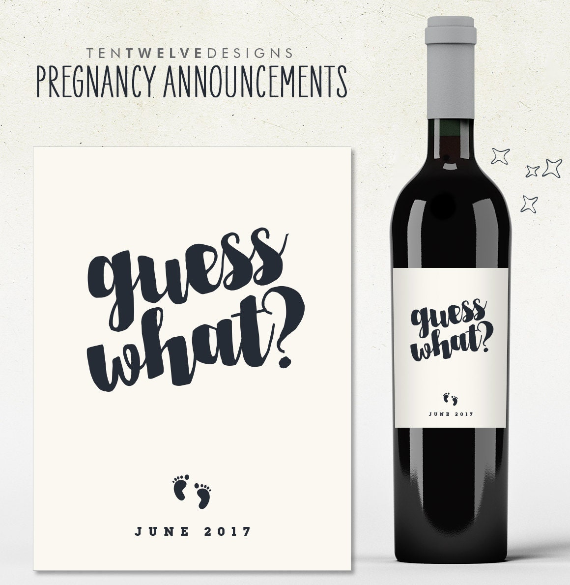 Pregnancy Announcement Custom Wine Label Personalized