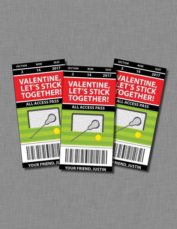 Lacrosse Valentine Cards sports Printable Customized Classroom