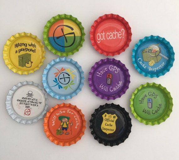 10 Geocaching Bottle Caps Geocaching Swag