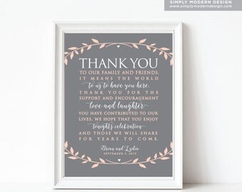 wedding thank you sign, wedding, sign, guest thank you, guest favor, wedding favor, thank you tag, wedding sign, rustic, wreath, PRINTABLE