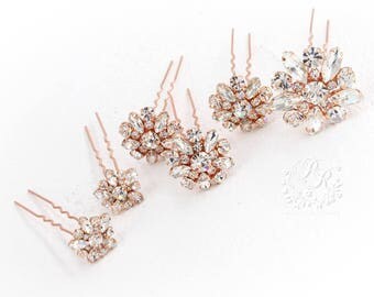 Weddings Hair Pin Rhinestone hair pins Bridal hair pins bridesmaid hair pins crystal hair pins Rose gold hair pins hair pins Daisy
